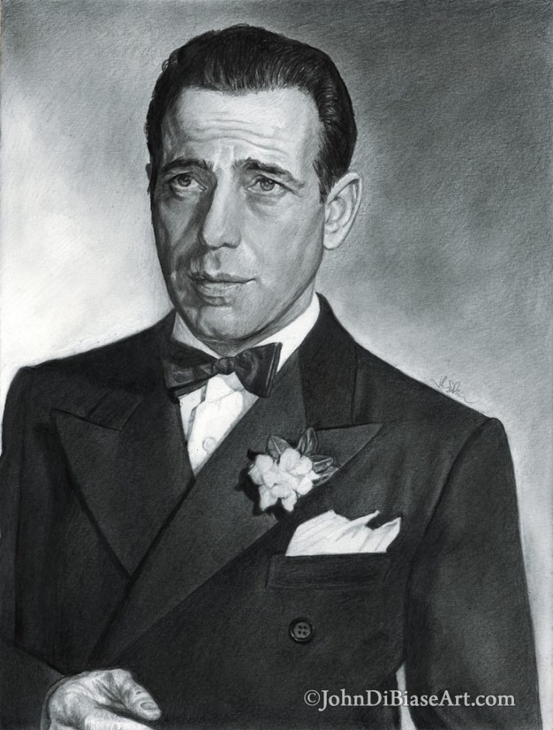 Humphrey Bogart Freehand Graphite Pencil Portrait