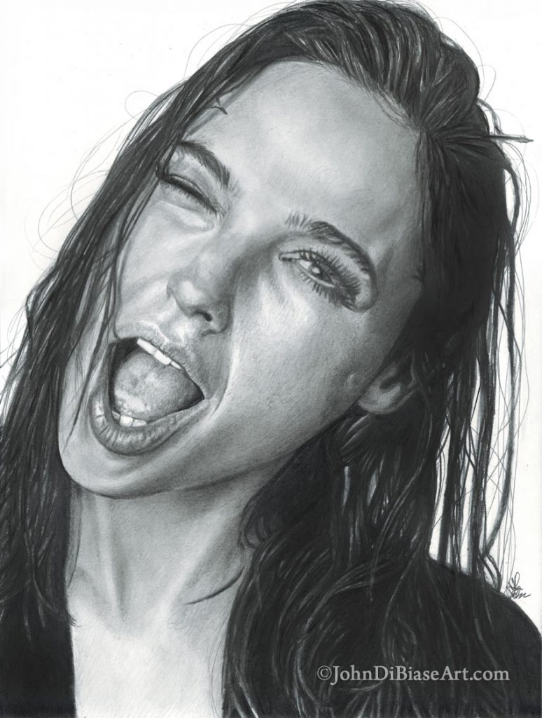 Gal Gadot “Wink” Freehand Graphite Drawing