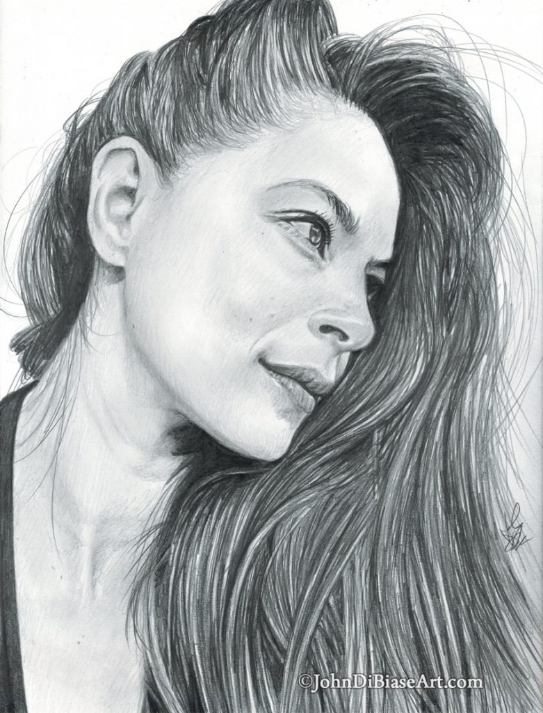 Kristin Kreuk Freehand Graphite Pencil Drawing