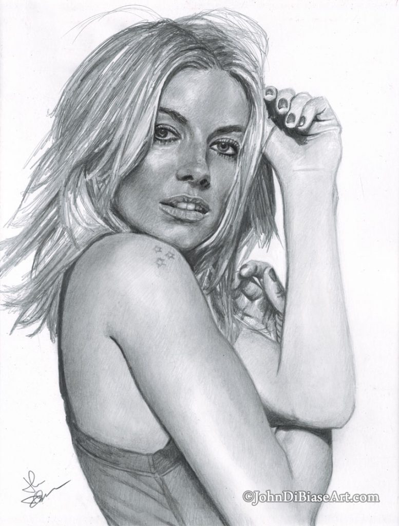 Sienna Miller Freehand Pencil Portrait