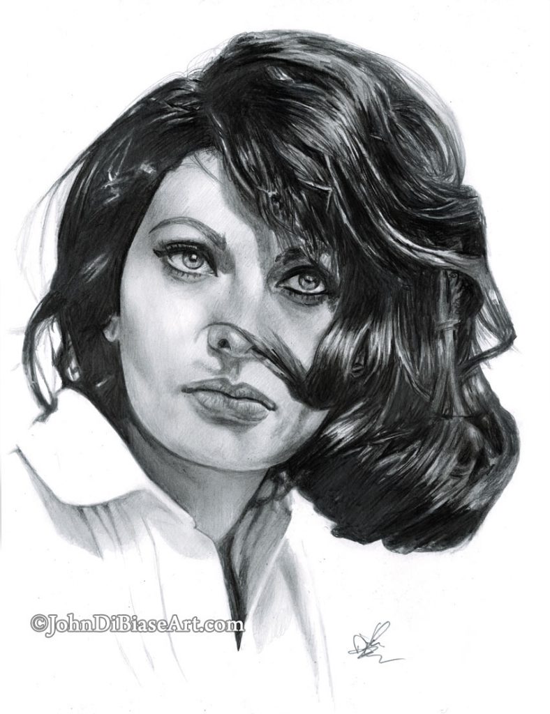Sophia Loren Freehand Graphite Drawing