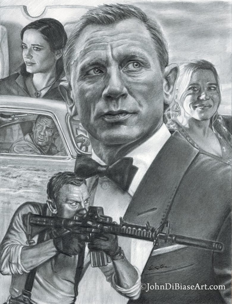 James Bond / Daniel Craig Freehand Graphite Collage