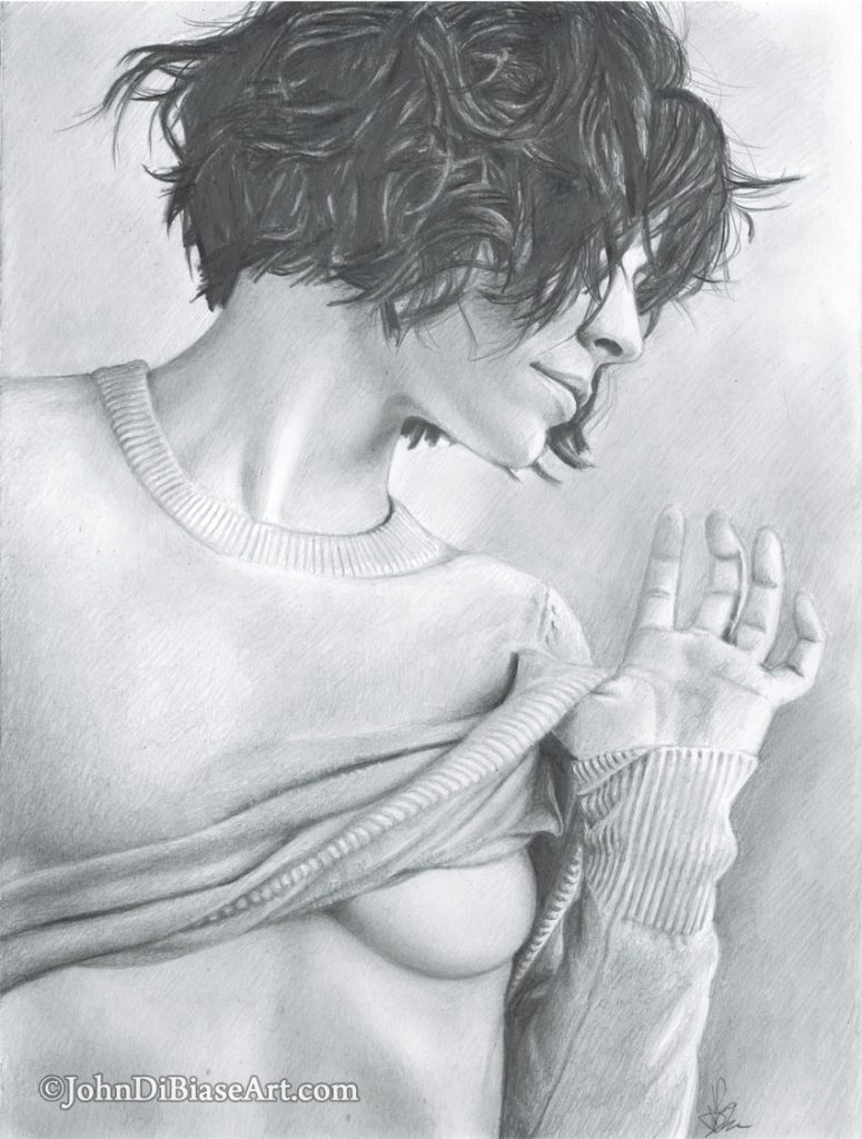 Freehand Graphite Drawing of Evangeline Lilly