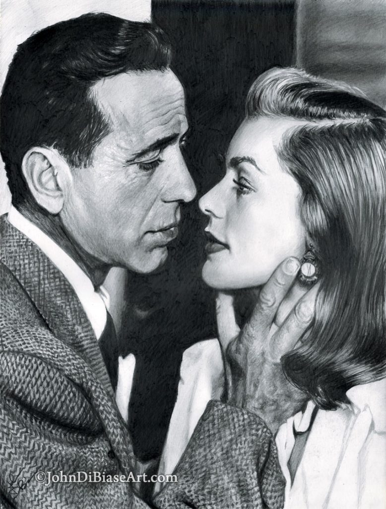 Bogart and Bacall Freehand Graphite Portrait