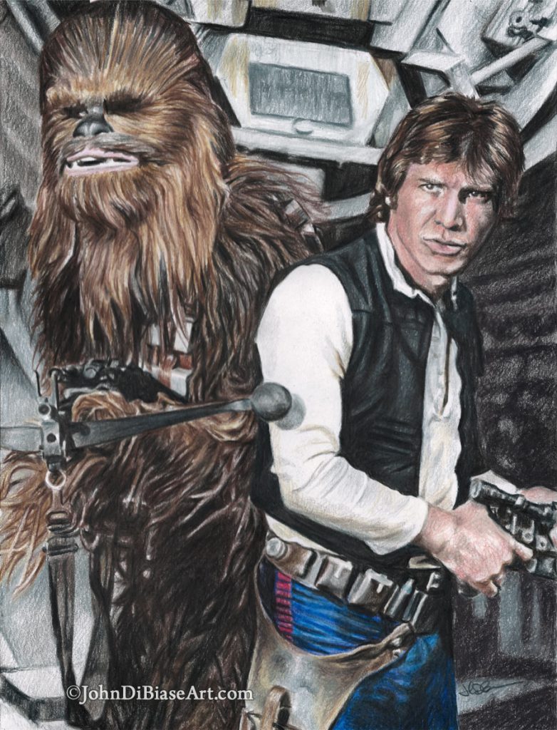 Han and Chewie Star Wars Freehand Colored Pencil Drawing – The Artwork ...