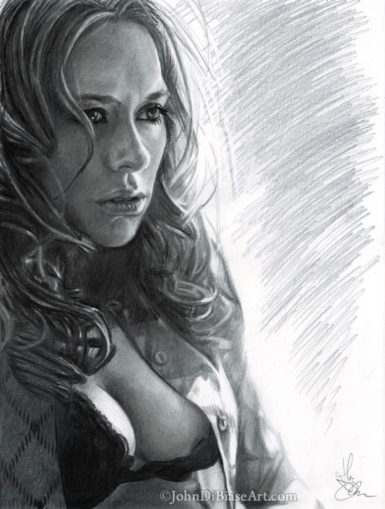 Jennifer Love Hewitt Freehand Graphite Drawing