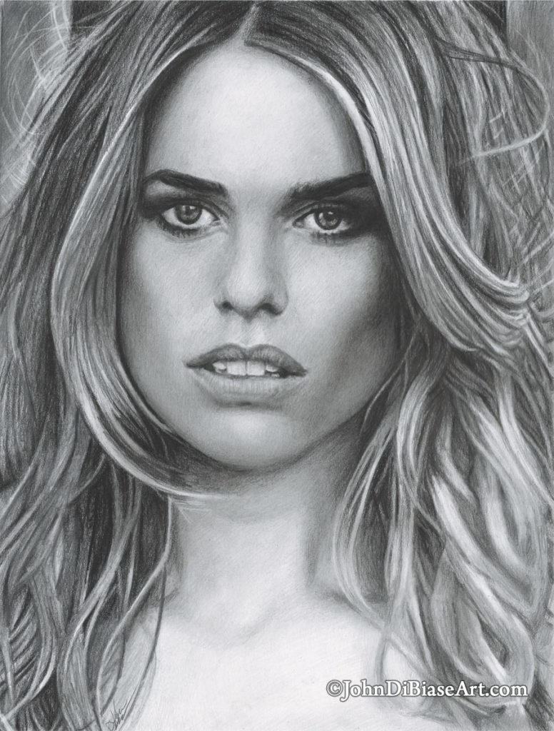 Alice Eve Freehand Graphite Drawing