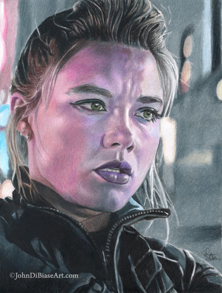 Florence Pugh as Yelena Belova Commissioned Freehand Drawing