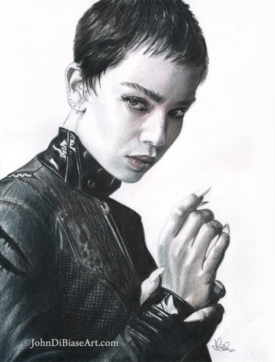 Freehand Colored Pencil Zoe Kravitz “Catwoman” Commissioned Drawing ...