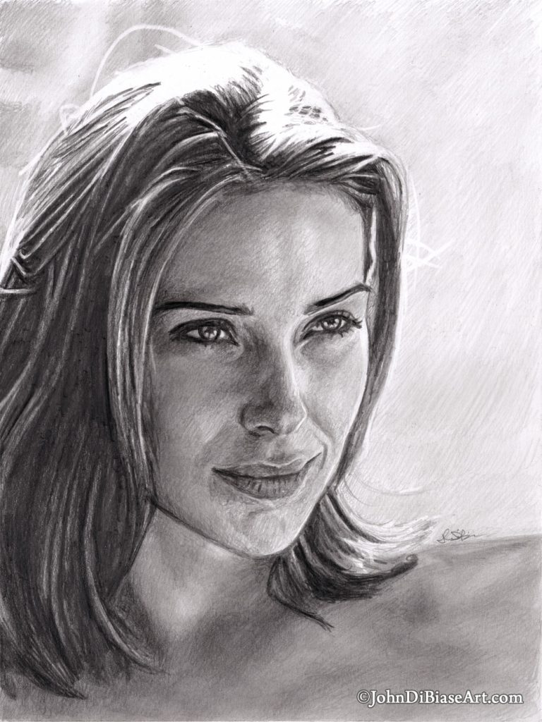 Claire Forlani Commissioned Freehand Graphite Drawing