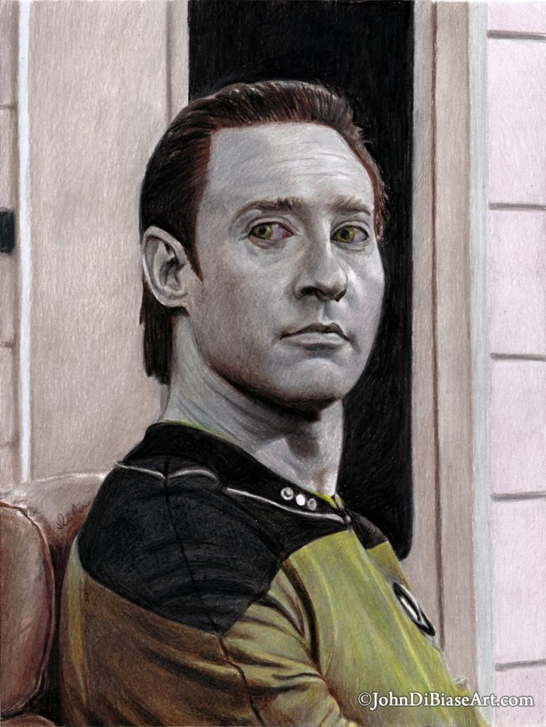 Data (Brent Spiner) Star Trek Freehand Colored Pencil Drawing