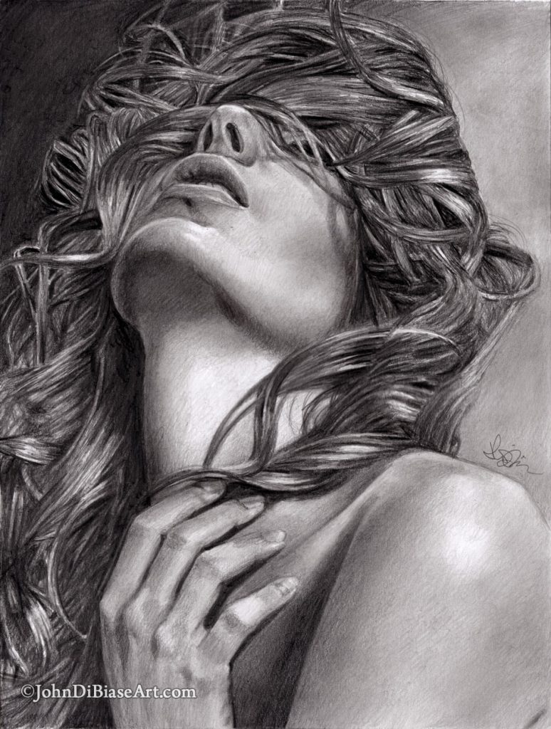 Model Nicole Vincenti Freehand Graphite Drawing