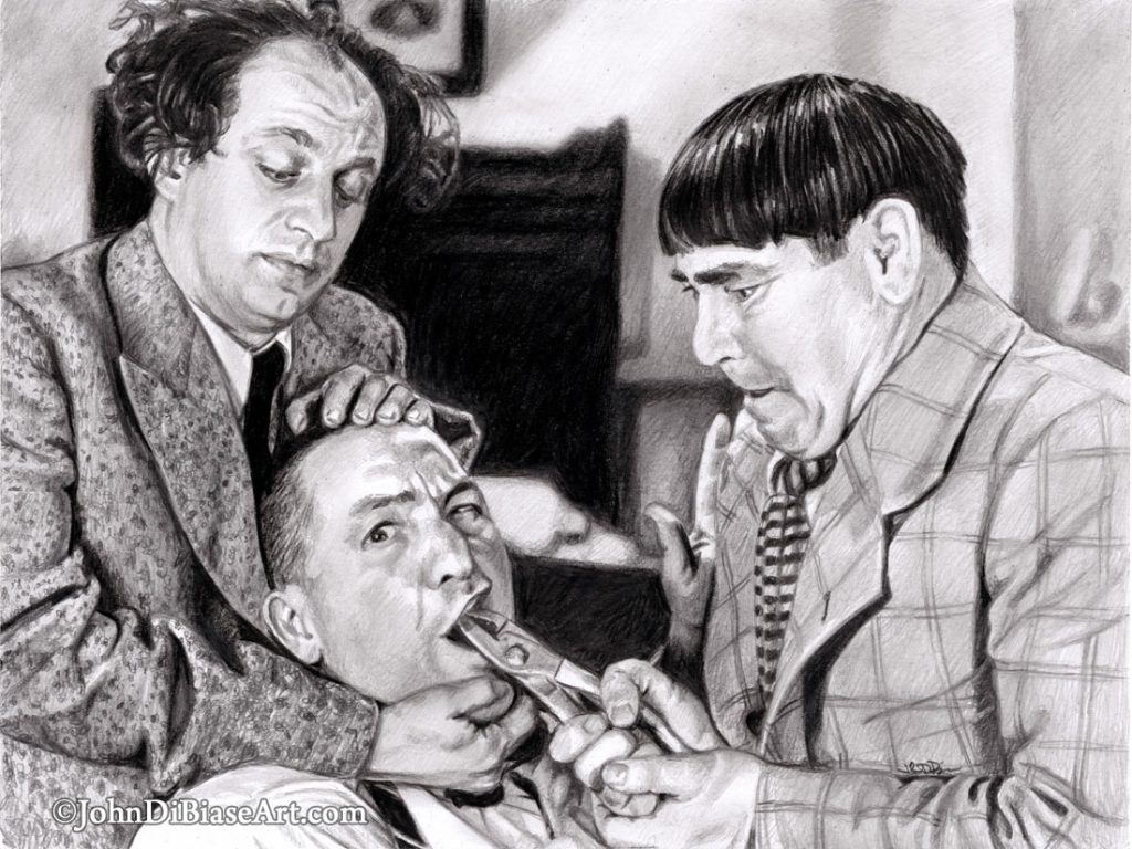 Three Stooges Freehand Graphite Drawing