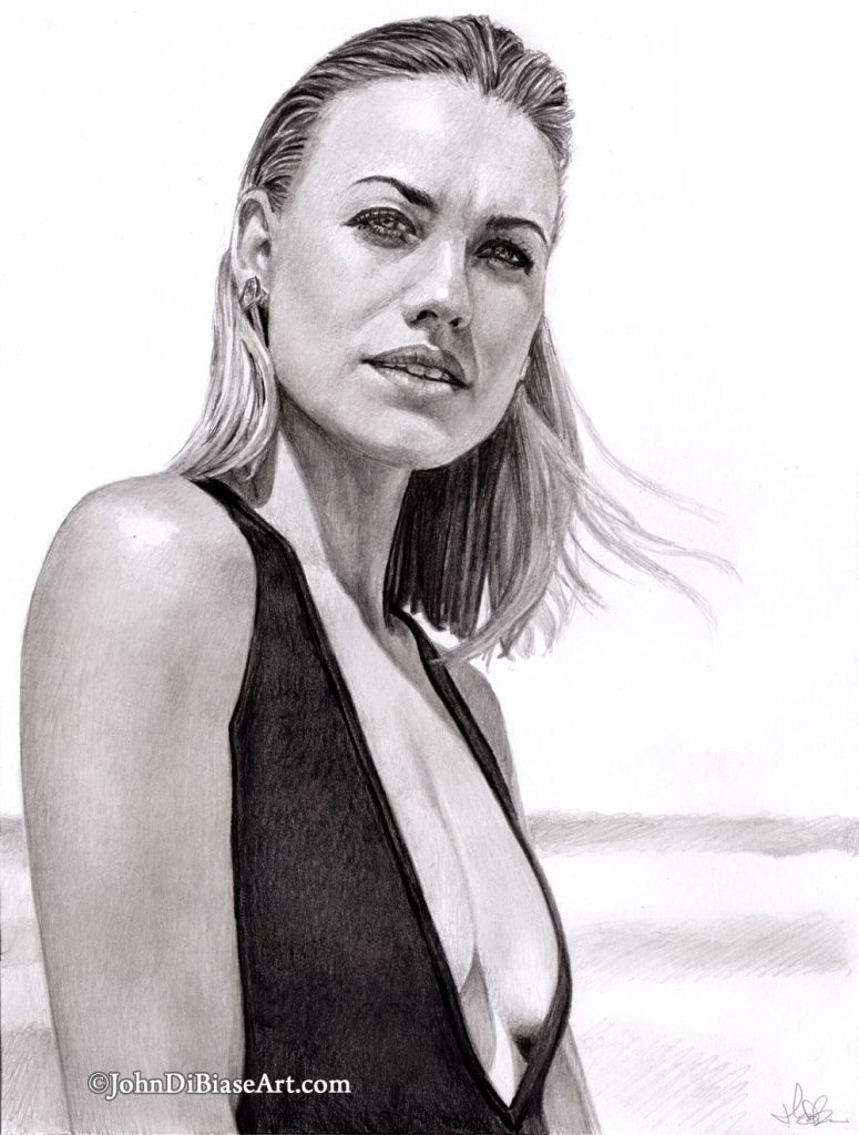 Yvonne Strahovski Freehand Graphite Drawing