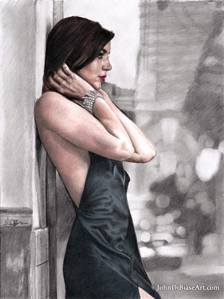 Ana de Armas as Paloma in “No Time to Die” Freehand Colored Pencil and Graphite Drawing