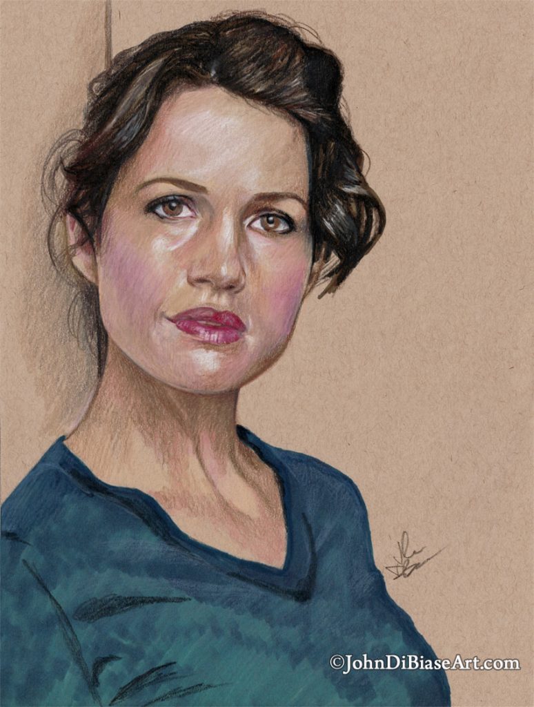 Carla Gugino Freehand Colored Pencil Sketch