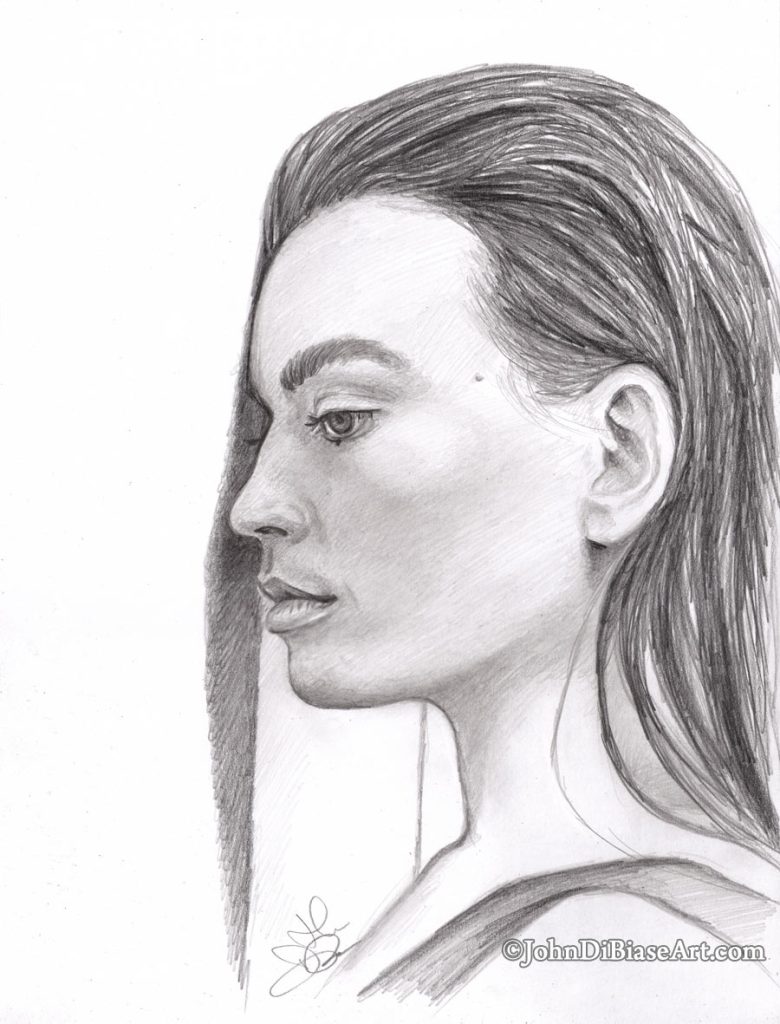 Emma Mackey Freehand Graphite Pencil Sketch