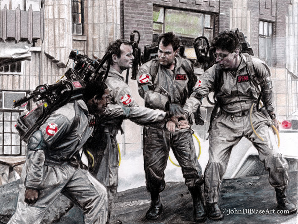 Ghostbusters NYC Freehand Colored Pencil Drawing