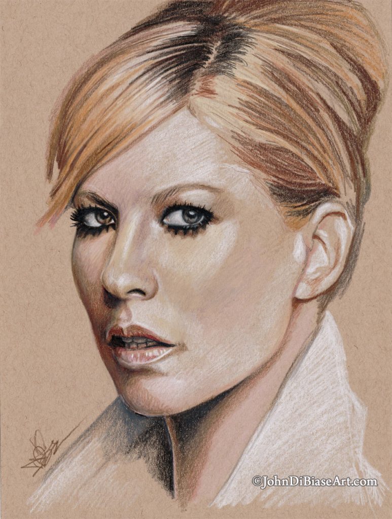 Jenna Elfman Freehand Colored Pencil Sketch