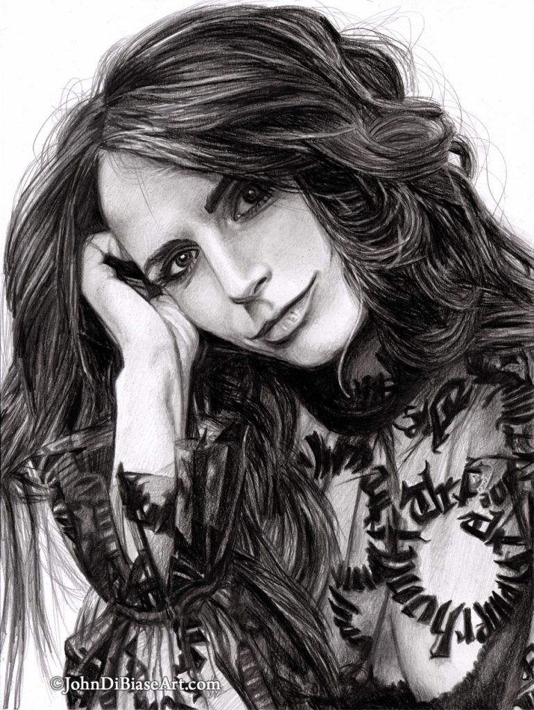 Jordana Brewster Freehand Graphite Drawing