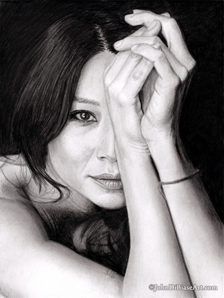 Lucy Liu Freehand Graphite Drawing