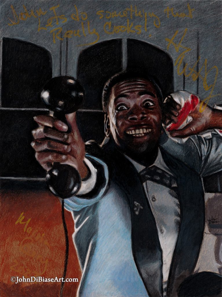 AUTOGRAPHED Harry Waters Jr. as Marvin Berry in Back to the Future Freehand Colored Pencil Drawing