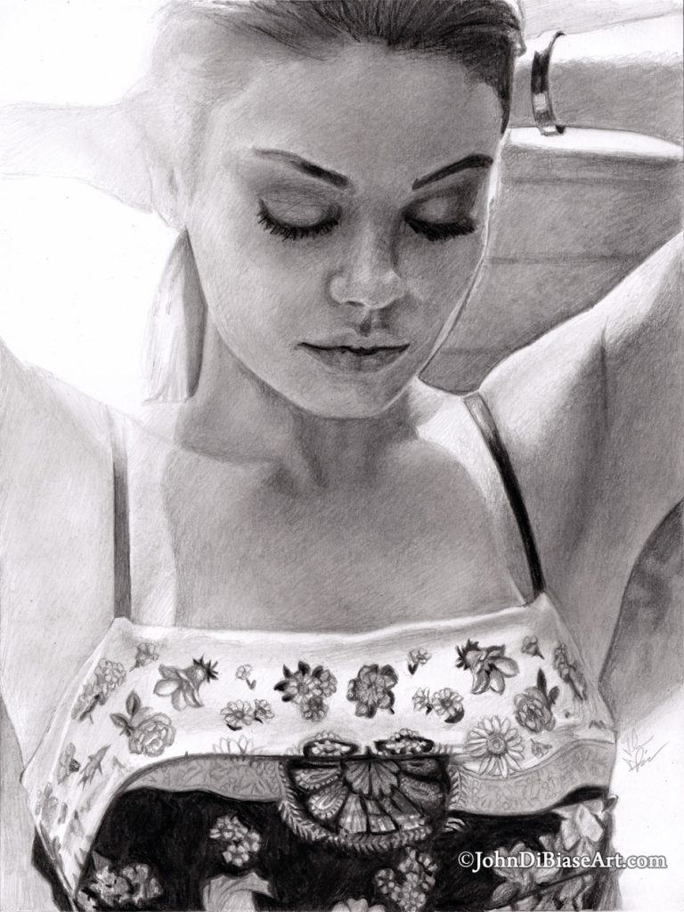 Mila Kunis Freehand Graphite Drawing