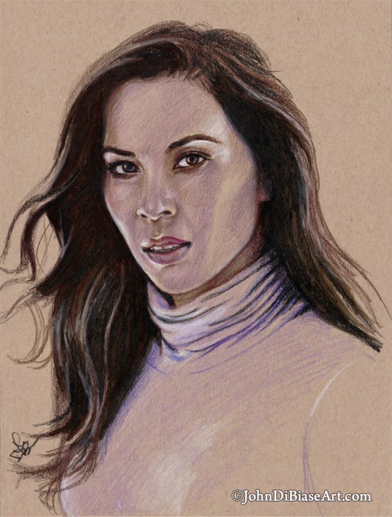 Olivia Munn Freehand Colored Pencil Sketch