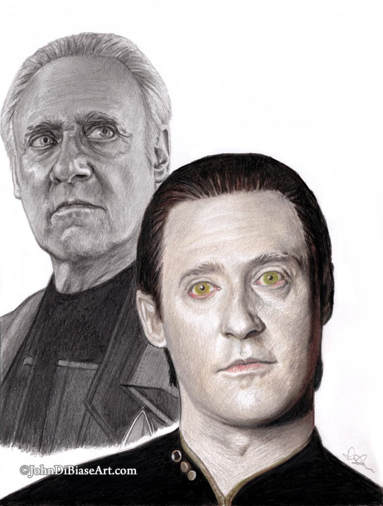 Star Trek Data (Brent Spiner) Freehand Colored Pencil and Graphite Drawing