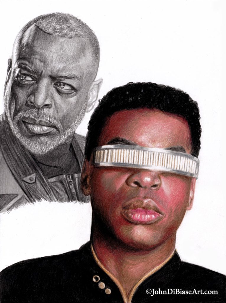 Geordi LaForge from Picard and Star Trek: TNG (Levar Burton) Freehand Colored Pencil and Graphite Drawing