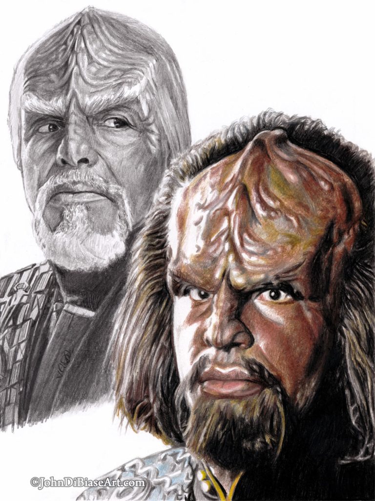 Star Trek Lt. Worf (Michael Dorn) Freehand Colored Pencil and Graphite Drawing