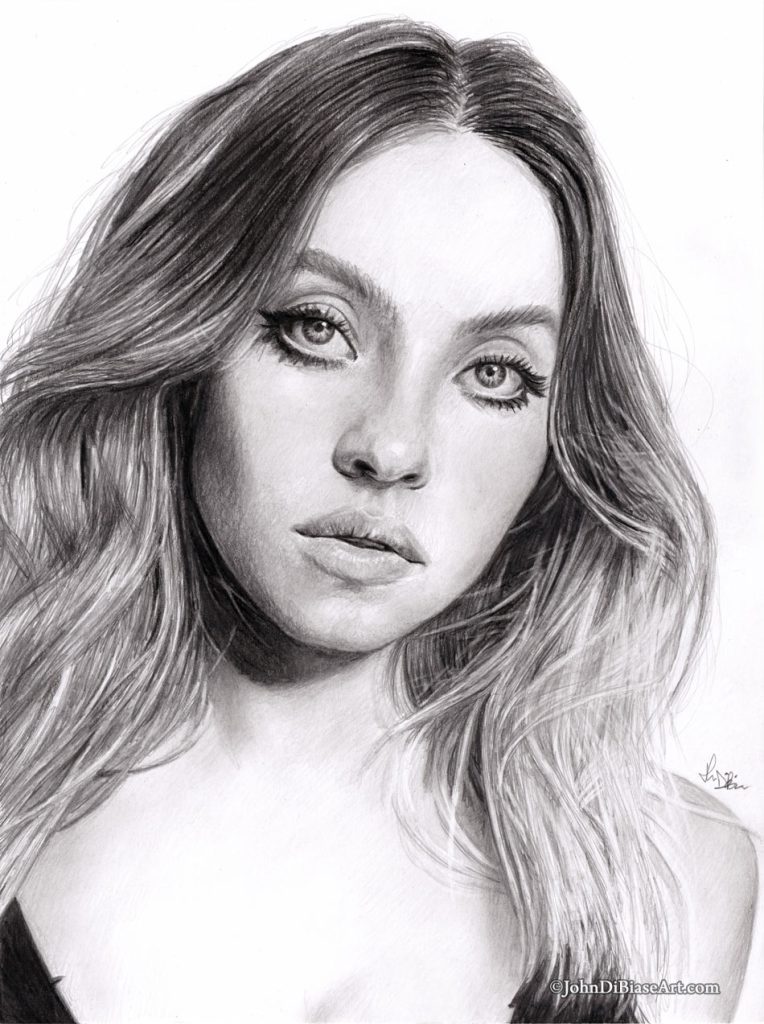 Sydney Sweeney Freehand Graphite Portrait