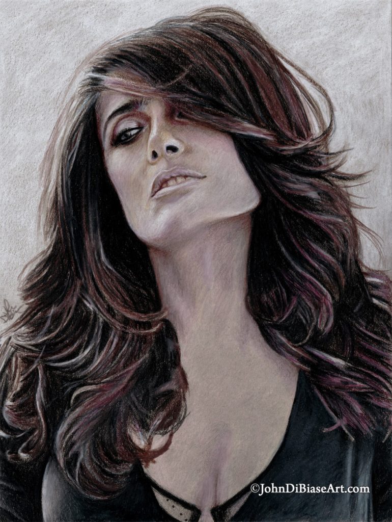 Salma Hayek Freehand Colored Pencil Sketch