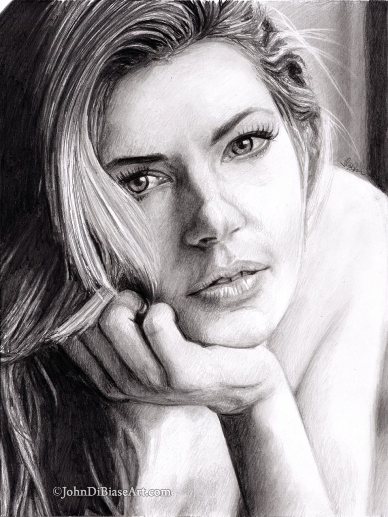 Katheryn Winnick Freehand Graphite Portrait Drawing