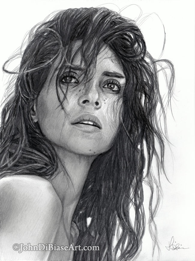 Adria Arjona Freehand Graphite Portrait Drawing