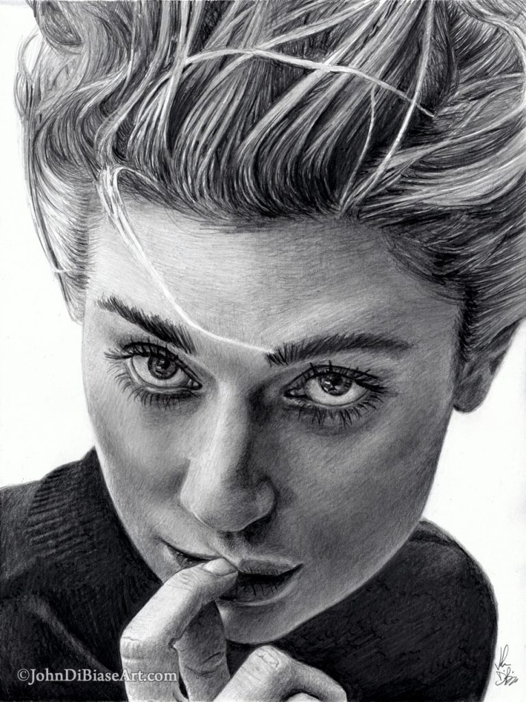 Elizabeth Debicki Freehand Graphite Portrait Drawing