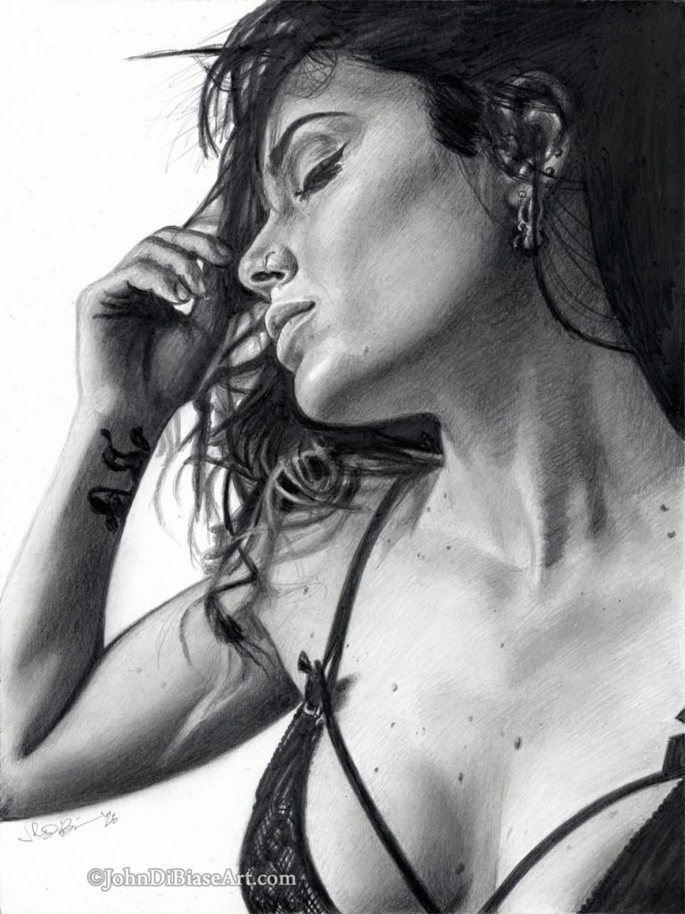 Nicole Vincenti Italian Model Freehand Graphite Drawing