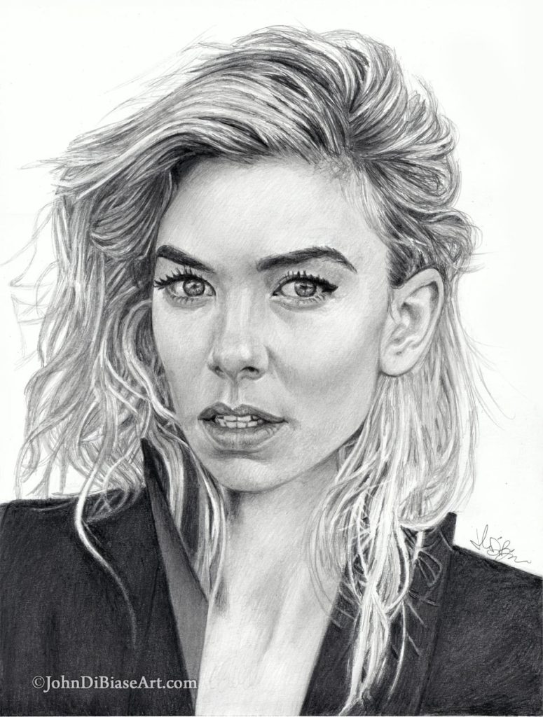 Vanessa Kirby Freehand Graphite Drawing