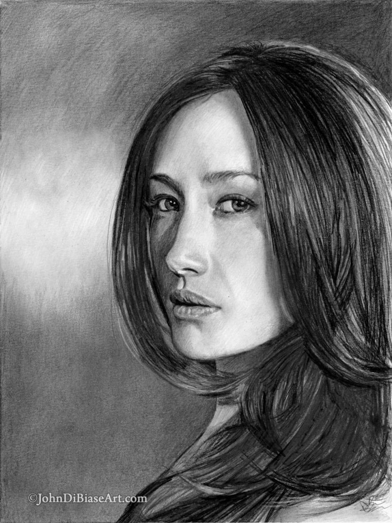 Maggie Q Freehand Graphite Portrait