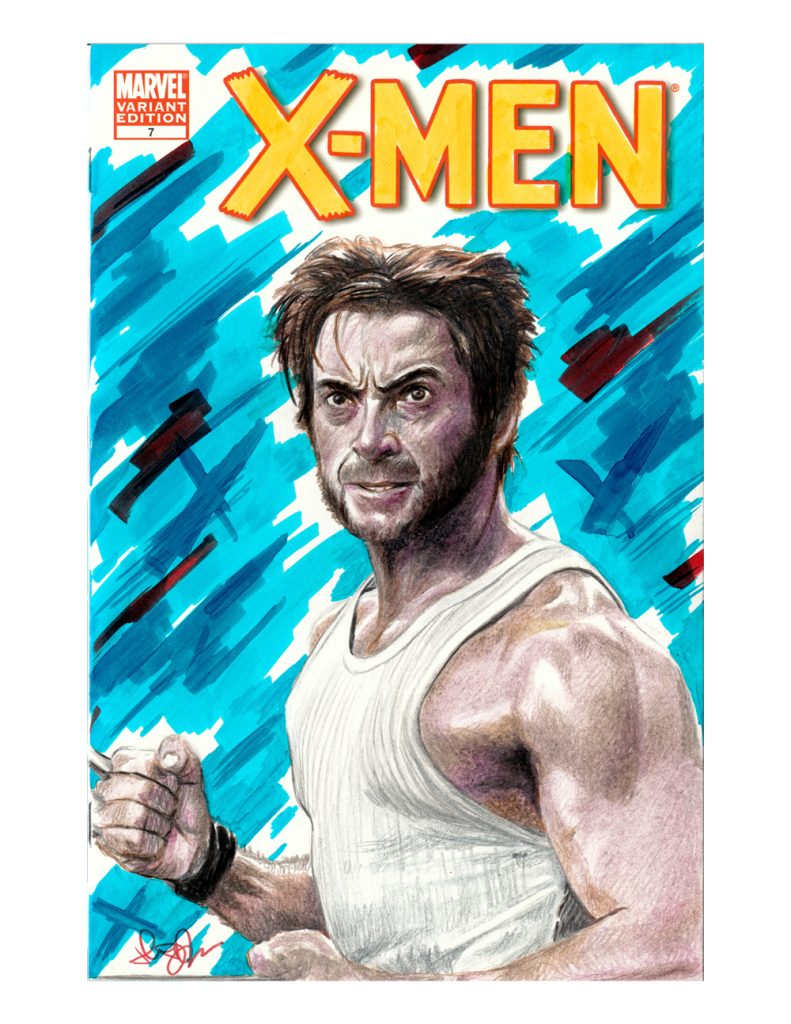 Wolverine Hugh Jackman “X-Men” Colored Pencil Comic Book Sketch Cover